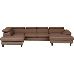 Wohnlandschaft HOME AFFAIRE "Pilot U-Form", braun, B:331cm T:108cm, Sofas, mit Kopfteilverstellung, wahlweise mit Bettfunktion und Bettkasten