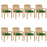 vidaXL Stapelbare Gartenstühle mit Kissen 8 St.  Massivholz Teak  braun
