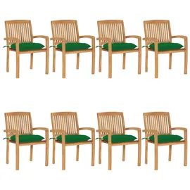 vidaXL Stapelbare Gartenstühle mit Kissen 8 St.  Massivholz Teak  braun