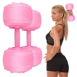 DEIRIS Wasser Hanteln set, Hanteln Wasser Befüllbar, Reise, Justierbare Hantel Gewicht, Tragbar, für Männer und Frauen - Krafttraining - Fitness Training (Rosa, 1–6 kg Paar)