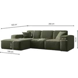 kaiser möbel Ecksofa L-Form Siena Stoff Maloy Grün Links - Grün