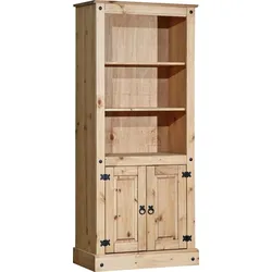 Stauraumschrank HOME AFFAIRE, gelb (honig), B:81cm H:177cm T:38cm, Massivholz, Schränke, mit sichtbarer Maserung