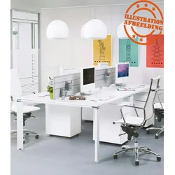 Schreibtischbank XLINE  Quadratischer Besprechungstisch im Format 160 x 160 cm, der auch als Bankschreibtisch verwendet werden kann  Kadima Design