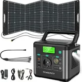 300W(Spitzenwert 600W) Solarspeicher mit 200W Solarpanels Solaranlagen Solarzelle, Tragbare Power Station Stromerzeuger Solargenerator Ladegerät