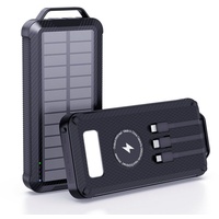 Aoucheni Wireless Solar Powerbank Solar Ladegerät mit 4 Outputs Solar Powerbank 26800 mAh, für alle Mobiltelefone, Tablets und elektronischen Geräte schwarz