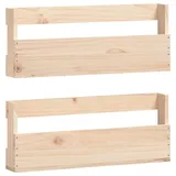 vidaXL Wand-Schuhregale 59 x 9 x 23 cm 2 Stk. Massivholz Kiefer braun