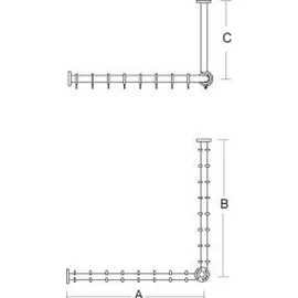 pba Duschvorhangstange L-Form 120 x 40 cm