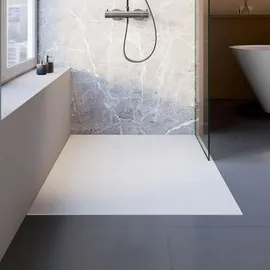 Schulte Duschwanne Midra 90x140 cm Inklusive Ablauf, DWM-Tec mit Steinstruktur, Weiß,