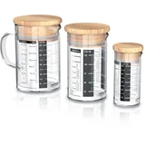 Arendo Messkrug Set 50, 125, 250 ml, Glas, luftdicht, mit Deckel