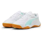 Puma Solarflash III Jr Indoor Court Shoe, Puma White Electric Peppermint, 33