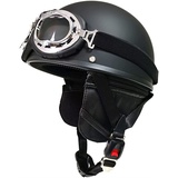 Halbschalenhelm mit ECE, Jethelm Retro, Chopper Helm, Scooter-Helm, Fahrradhelm, mit Schutzbrille und Schnellverschlussschnallen für Damen Herren Erwachsene (Color : B, Size : XL(61~62cm))