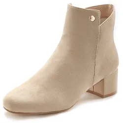 Stiefelette, mit bequemen Blockabsatz, Ankle Boots, Stiefel VEGAN, Gr. 36, beige, , 50503814-36