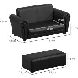 Homcom Kindersessel mit Fußhocker 83 x 42 x 41 cm Holz schwarz