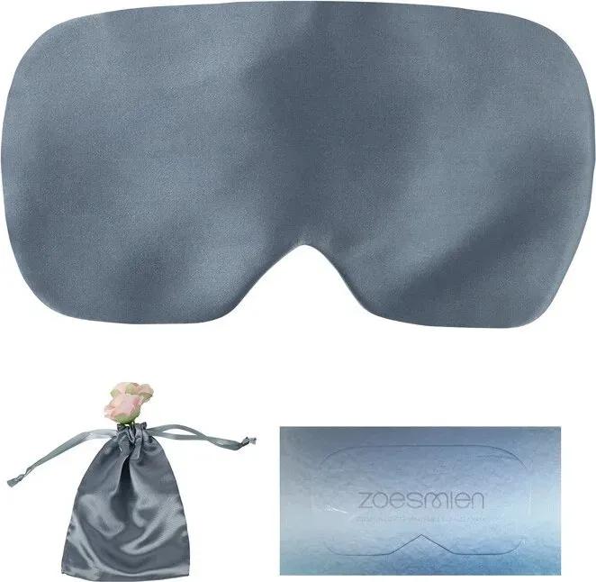 Zoesmien ZSM2321 Schlafmaske, ultradünne lichtblockierende Schlafmaske, Maulbeerseide- und Polyesterfasermaterial, verstellbares elastisches Band, Dunkelblau, Heimgebrauch