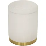 Homcom Sitzhocker mit Stauraum Hocker mit Stahlboden, Runder Fußhocker Polsterhocker mit Fußpads, Kordoptik 36 x 36 x 44 cm Cremeweiß