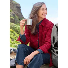 GOLDNER Lässige Longjacke mit Pepitamuster", in dunkelrot | Gr.: 40,