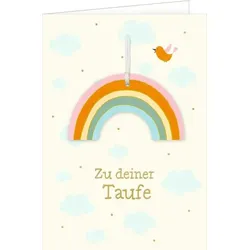 COPPENRATH 95115 Grußkarte - Zu deiner Taufe - Regenbogen weiß