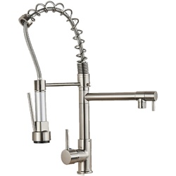 Björn | Gastronomie Chrom Silber Küchenarmatur| Zwei Brausen | Edelstahl Professional Wasserhahn Küche| Doppelspülbecken Restaurant
