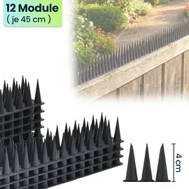 ideoon garden 12er Set Taubenspikes Schwarz 5,4m - Effektive Vogelabwehr aus Polycarbonat - 3-reihige Abwehrspikes gegen Tauben, Möwen, Marder, Katzen & Eichhörnchen