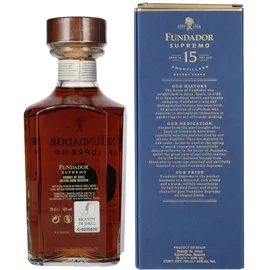 fundador brandy Fundador Supremo 15 Years 40 % vol 0,7 l Geschenkbox