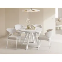 WFL GROUP Esstisch Rund Groß XXL Ausziehbar im Loft-Stil – 100 bis 300 cm – Extra Lang Ausziehtisch mit Weißen Holzbeinen, Industrieller Tisch für 5-1... - Weiß