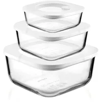 Guzzini Aufbewahrungsbox STORE&MORE GLASS 19,5 x 19,5 x 9,3 cm 3-tlg. transparent