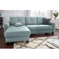 sit&more Ecksofa SIT & MORE "Varese L-Form", blau (aqua), B:253cm H:91cm T:167cm, Bedruckte Microfaser (100% Polyester);Luxus-Microfaser ALTARA NUBUCK (100% Polyester);Struktur (100% Polypropylen), Sofas, Ecksofa, mit Federkern, wahlweise mit Bettfunktion und