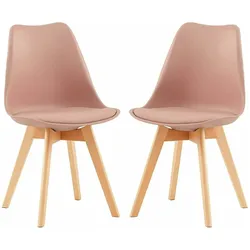 EGGREE 2er Set Esszimmerstühle mit Massivholz Buche Bein Skandinavisch Design