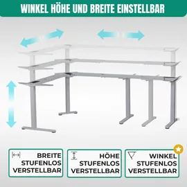 Albatros LIFT L7S Gestell für Eckschreibtisch Höhenverstellbar Elektrisch silber - Winkelschreibtisch Memoryfunktion, - Schreibtischgestell Höhenverstellbar und Stufenlos