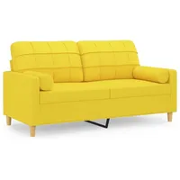 vidaXL 2-Sitzer-Sofa mit Zierkissen Hellgelb 140 cm Stoff