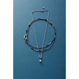 LEONARDO Charm-Kette "Halskette Natalina Clip&Mix", gold (edelstahlfarben, gelbgoldfarben, blau, türkis, schwarz), Halsketten, Damen, Edelstahl, L: 80 B: 8mm, mit Glasperle, B:8mm