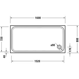 Duravit Rechteck-Duschwanne D-Code 160x80x8,5cm, Antislip, weiß