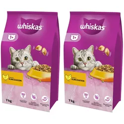 WHISKAS Adult 2x7kg - Katzentrockenfutter mit Huhn und Gemüse