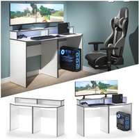 Vicco Computermöbelset Kron Weiß Grau modern Schreibtisch Bürotisch PC-Tisch