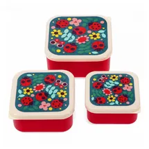 Rex London Snack Box 3er Set Ladybird wiederverwendbar, BPA-frei, Marienkäfer-Motiv