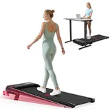 Laufband Klappbar Ohne Haltegriff, Walking Pad für Homeoffice,Unter Schreibtisch Laufband, 2,5 HP Motor,1-6 km/h, LED Display,120 kg Tragkraft,Sch... - Schwarz