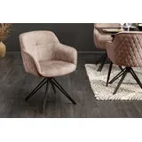 Riess-Ambiente Stuhl EUPHORIA champagner greige Samt Armlehne Metallgestell schwarz Esszimmer