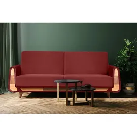 konsimo® Schlafcouch 3-Sitzer Braun/Grün