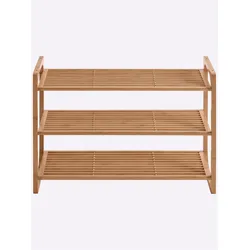 Schuhregal HEINE HOME, beige (natur), B:75cm H:50cm T:33cm, Holz, Holz, Regale