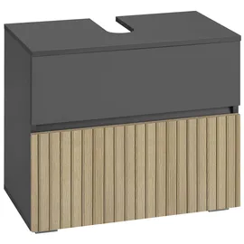 Home Affaire Waschbeckenunterschrank HOME AFFAIRE "Wisla", schwarz (anthrazit, eiche struktur), B:60cm H:55cm T:35cm, Spanplatte, Schränke, Waschbeckenunterschrank, Siphonausschnitt, Push-to-open-Funktion, Breite 60cm, Höhe 55 cm