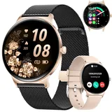 LIGE Damen Smart Watch Bluetooth Anrufe für Android iOS Smartwatch Damen 100+ Sport 1.43" AMOLED Always-on Display Damen Smartwatch Schwarz Rosegold Frauen Smartwatch Herzfrequenz Schlaf Monitor