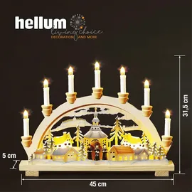 Hellum 875515 Schwibbogen Dorf Bernstein Glühlampe Holz