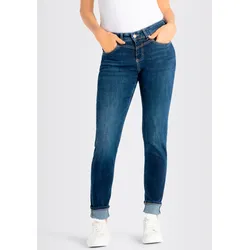 Slim-fit-Jeans MAC "RICH SLIM", Damen, Gr. 38, Länge 30, blau (dunkelblau wash), Denim/Jeans, Obermaterial: 71% Baumwolle, 16% Polyester, 11% Modal, 2% Elasthan, casual, slim fit lang, Jeans