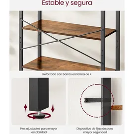 VASAGLE Bücherregal 80 x 30 x 186 cm Braun-Schwarz