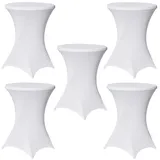 Baumarktplus 5er Set Stehtischhusse Stretch weiß Ø 80 cm Tischhusse