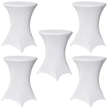Baumarktplus 5er Set Stehtischhusse Stretch weiß Ø 80 cm Tischhusse