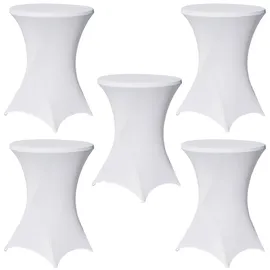 Baumarktplus 5er Set Stehtischhusse Stretch weiß Ø 80 cm Tischhusse