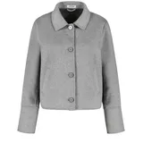 Gerry Weber Damen Kurze Blazerjacke mit Wollanteil geknöpfte Armschlitze, Langarm unifarben, Melange Silver Grey Melange 40 - 40