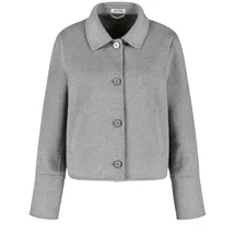 Gerry Weber Damen Kurze Blazerjacke mit Wollanteil geknöpfte Armschlitze, Langarm unifarben, Melange Silver Grey Melange 40 - 40