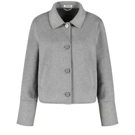 Gerry Weber Damen Kurze Blazerjacke mit Wollanteil geknöpfte Armschlitze, Langarm unifarben, Melange Silver Grey Melange 40 - 40